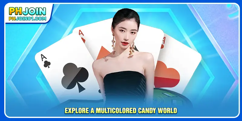 Explore a multicolored candy world
